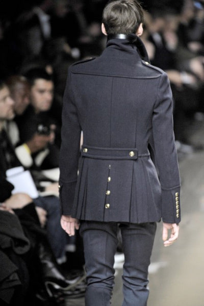 2010 Wool Felt Military Peacoat with Leather Trims
