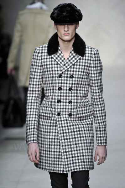 2011 Sartorial Top Coat with Shearling Collar and Pleated Back