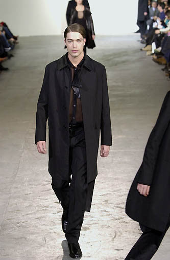 2001 Coated Silk Half-Raglan Raincoat with Leather Collar