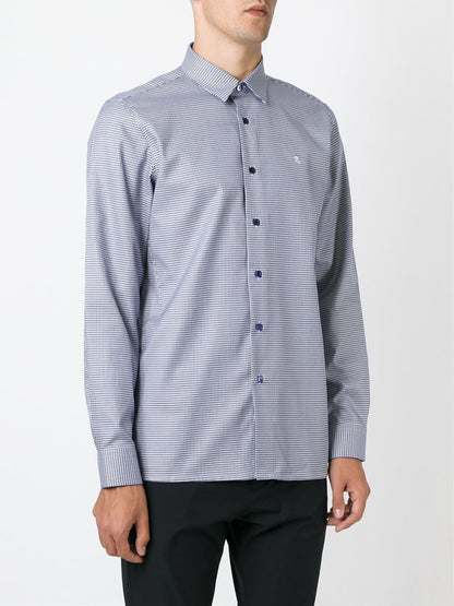 2007 Micro Basketweave Cotton Darted Shirt with Double Collar